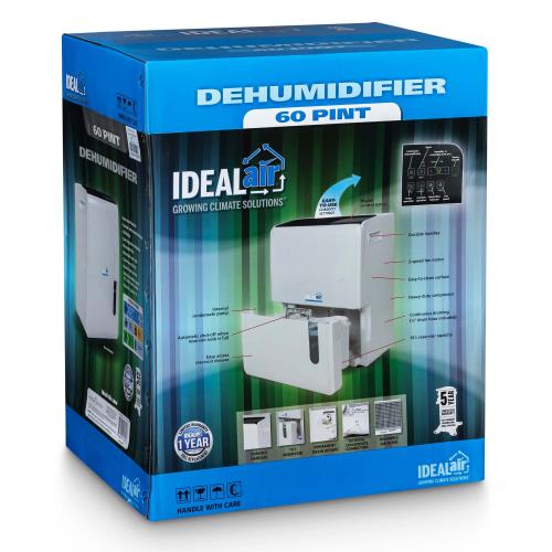 Ideal-Air Dehumidifier 60 Pint - Up to 120 Pints Per Day