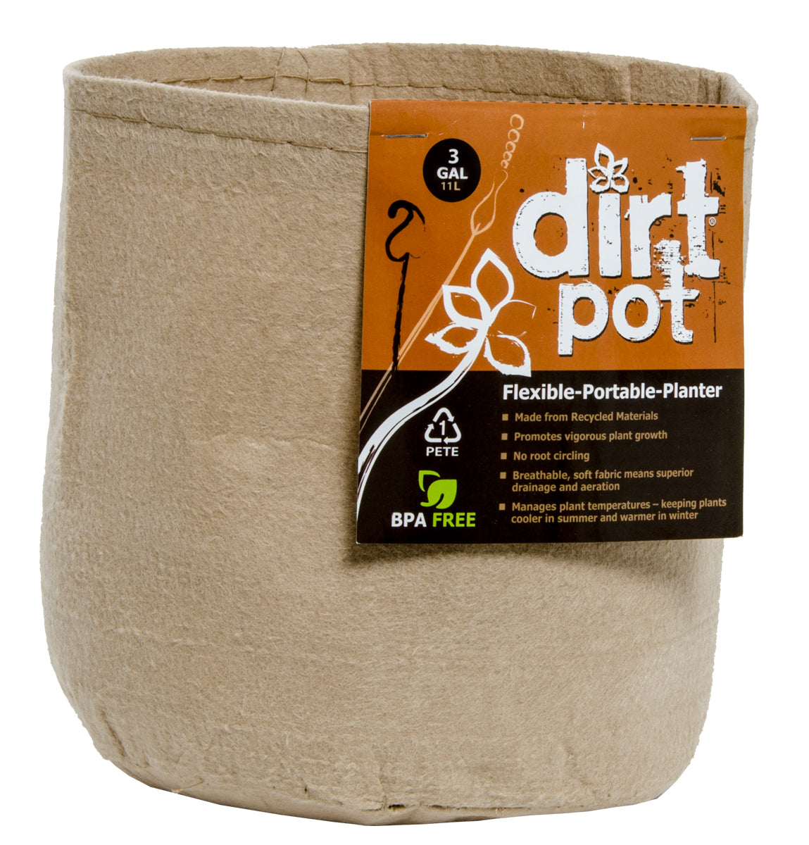 Dirt Pot Tan 3 Gallon (25/pk) (150/cs)