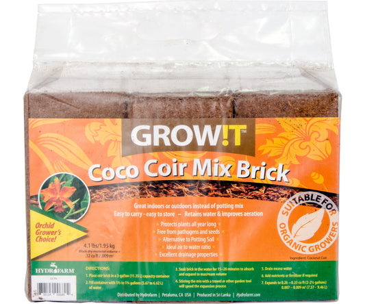 GROW!T Coco Coir Mix Brick, pack of 3