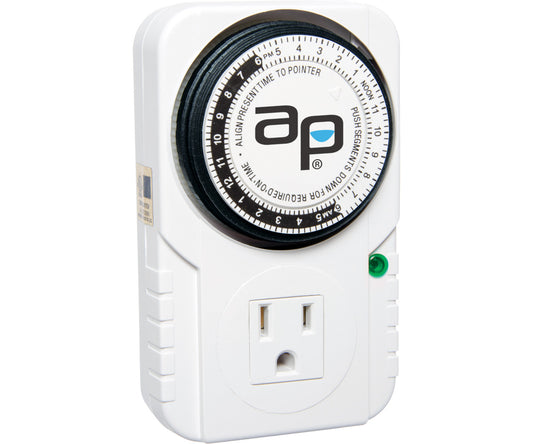 AP Analog Grounded Timer, 1875W, 15A, 15Mins On/Off, 24Hr